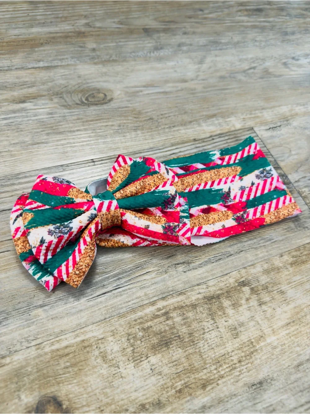 Baby Girl Christmas Bow Headband Red Green White NB-3M
